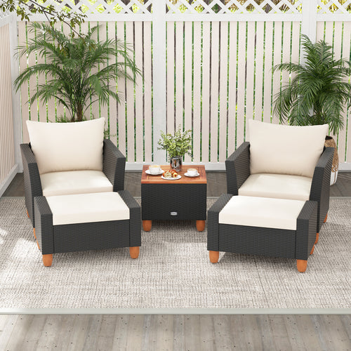 5 Piece Patio Furniture Set, Loveseat And Armchairs, White