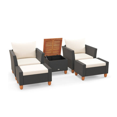5 Piece Patio Furniture Set, Loveseat And Armchairs, White