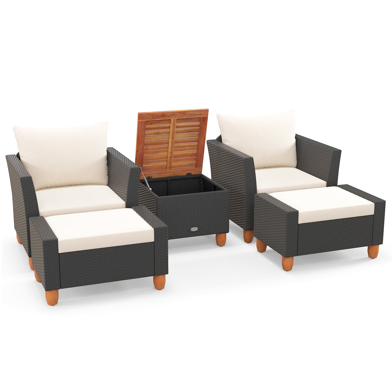 5 Piece Patio Furniture Set, Loveseat And Armchairs, White Patio Conversation Sets at Gallery Canada