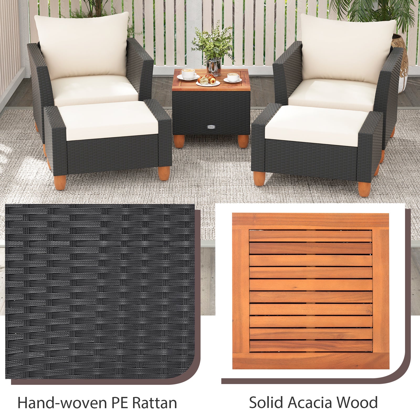 5 Piece Patio Furniture Set, Loveseat And Armchairs, White Patio Conversation Sets at Gallery Canada