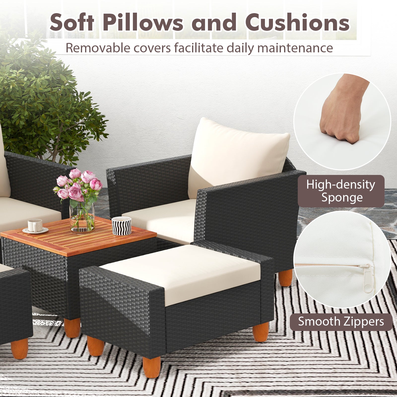 5 Piece Patio Furniture Set, Loveseat And Armchairs, White Patio Conversation Sets at Gallery Canada