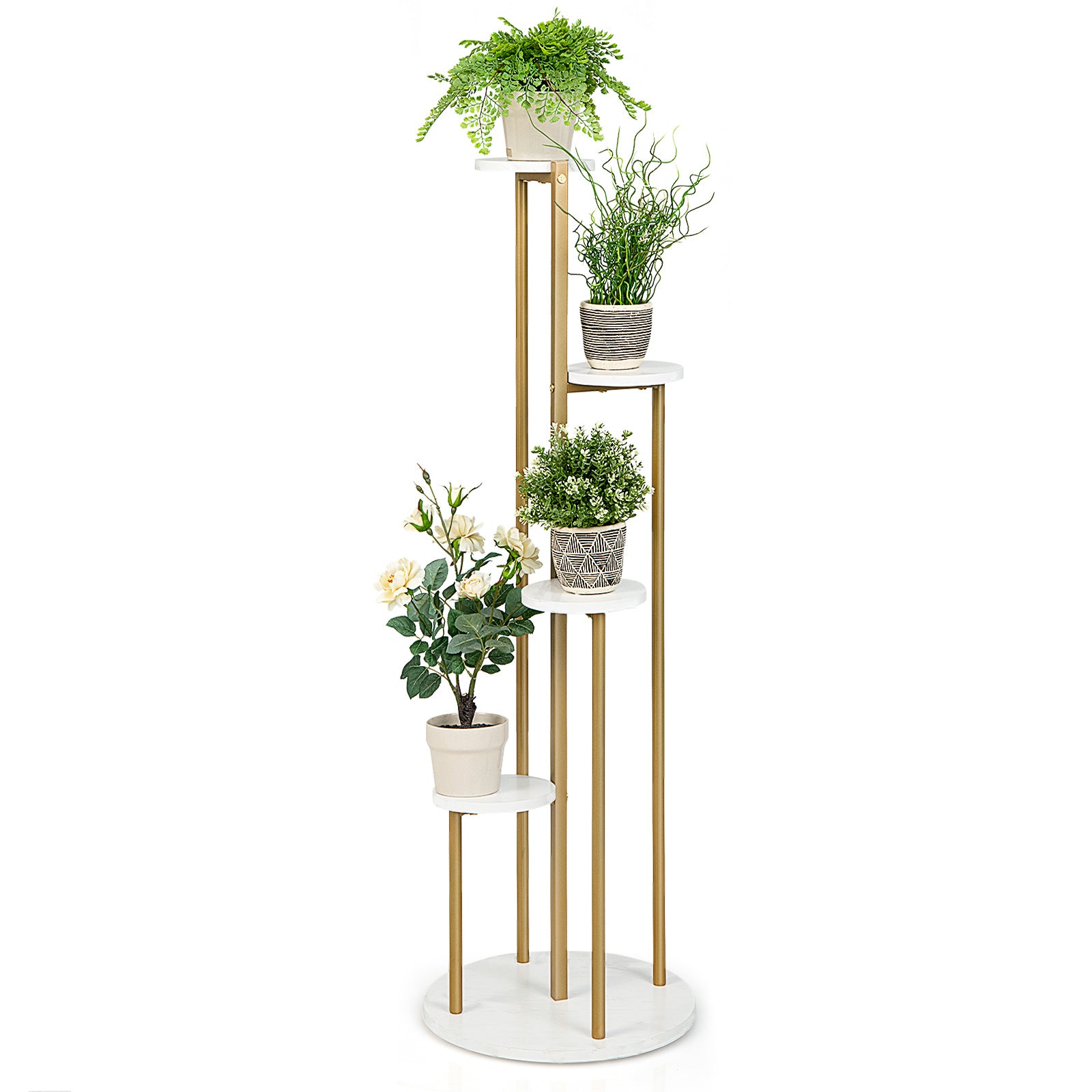 4-Tier 48.5 Inch Metal Plant Stand, White Plant Stands at Gallery Canada