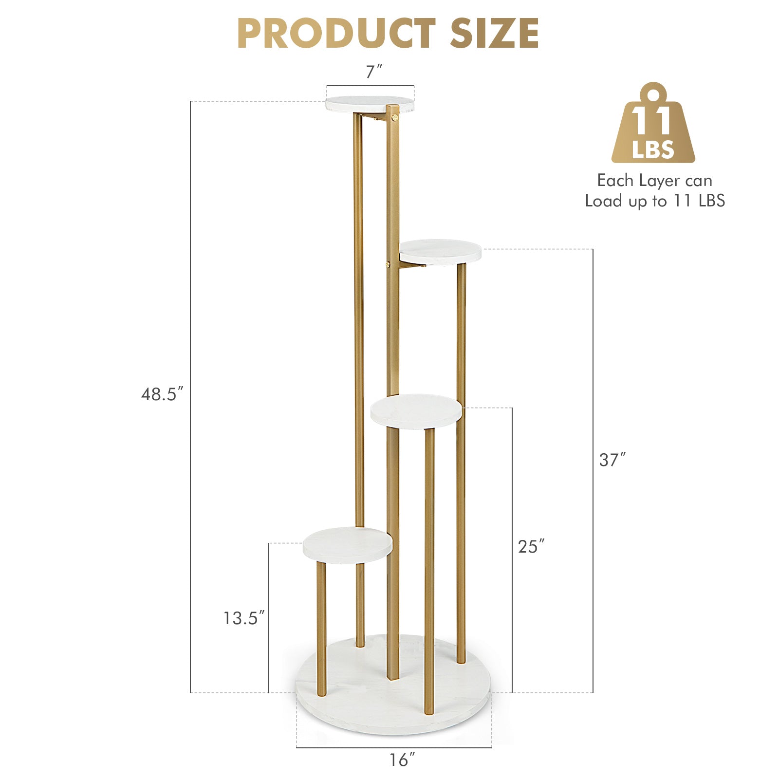 4-Tier 48.5 Inch Metal Plant Stand, White Plant Stands at Gallery Canada