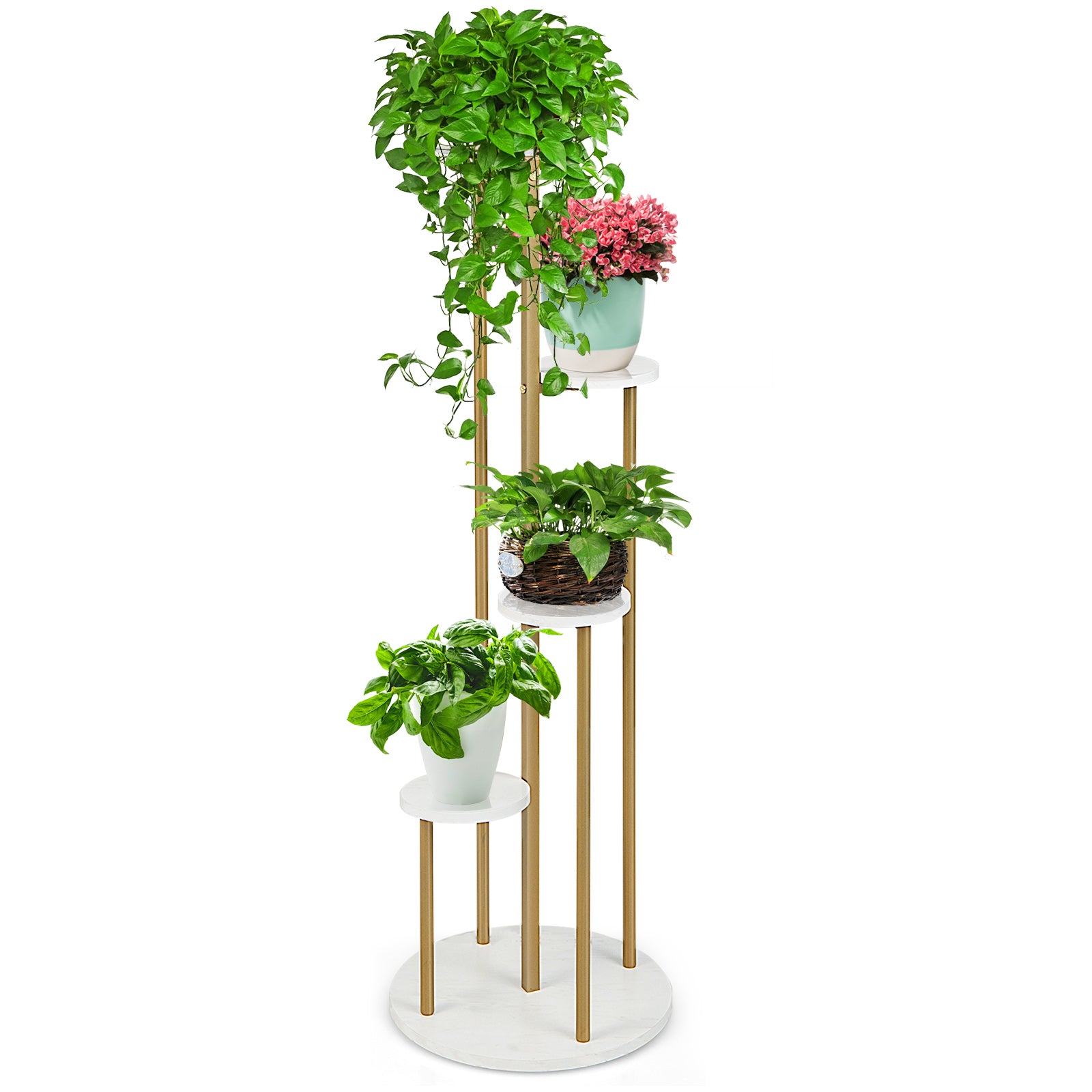 4-Tier 48.5 Inch Metal Plant Stand, White Plant Stands at Gallery Canada