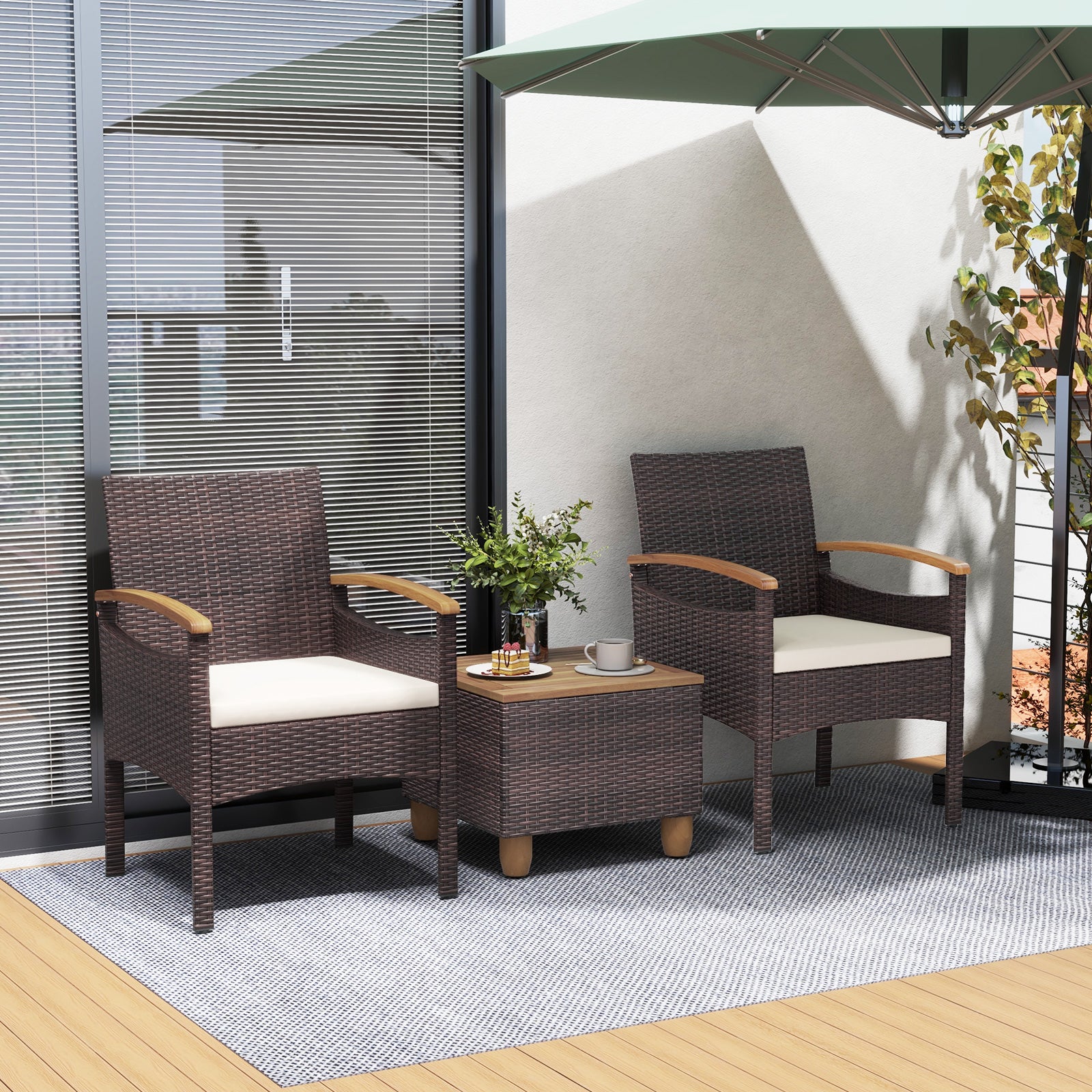 Patio Dining Chairs Set of 2/4 with Acacia Wood Armrest and Heavy Duty Metal Frame-2 Pieces Patio Dining Chairs at Gallery Canada