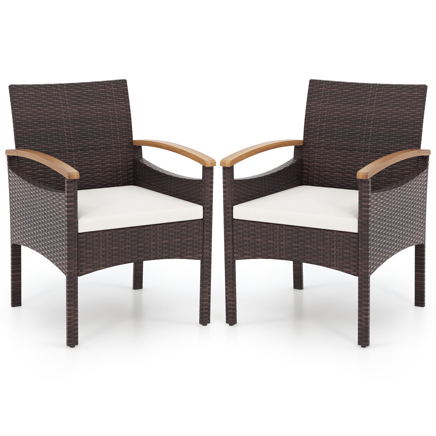 Patio Dining Chairs Set of 2/4 with Acacia Wood Armrest and Heavy Duty Metal Frame-2 Pieces Patio Dining Chairs at Gallery Canada