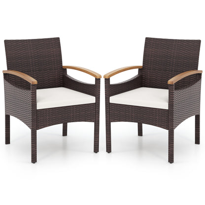 Patio Dining Chairs Set of 2/4 with Acacia Wood Armrest and Heavy Duty Metal Frame-2 Pieces Patio Dining Chairs at Gallery Canada