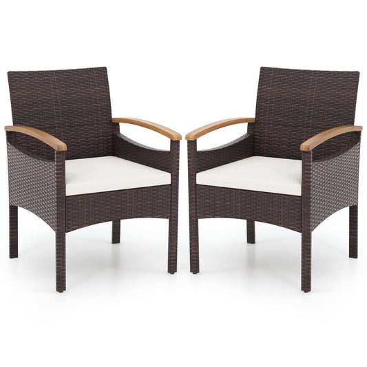 Patio Dining Chairs Set, Acacia Wood Armrest, Heavy Duty Metal Frame, 2 Pieces Patio Dining Chairs Options at Gallery Canada