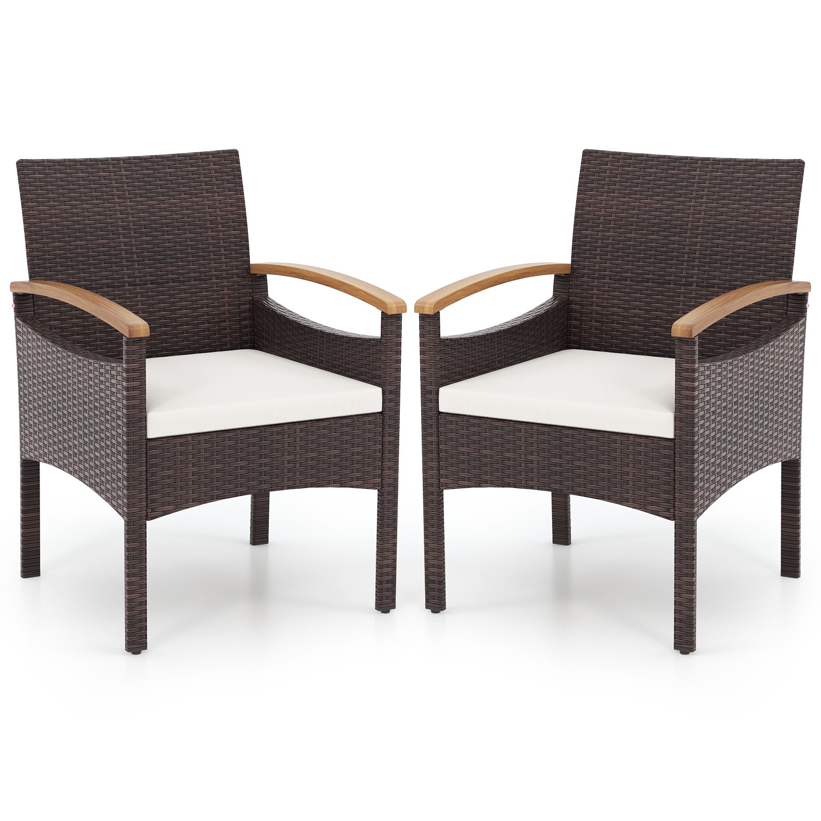 Patio Dining Chairs Set of 2/4 with Acacia Wood Armrest and Heavy Duty Metal Frame-2 Pieces Patio Dining Chairs 2 Pieces at Gallery Canada