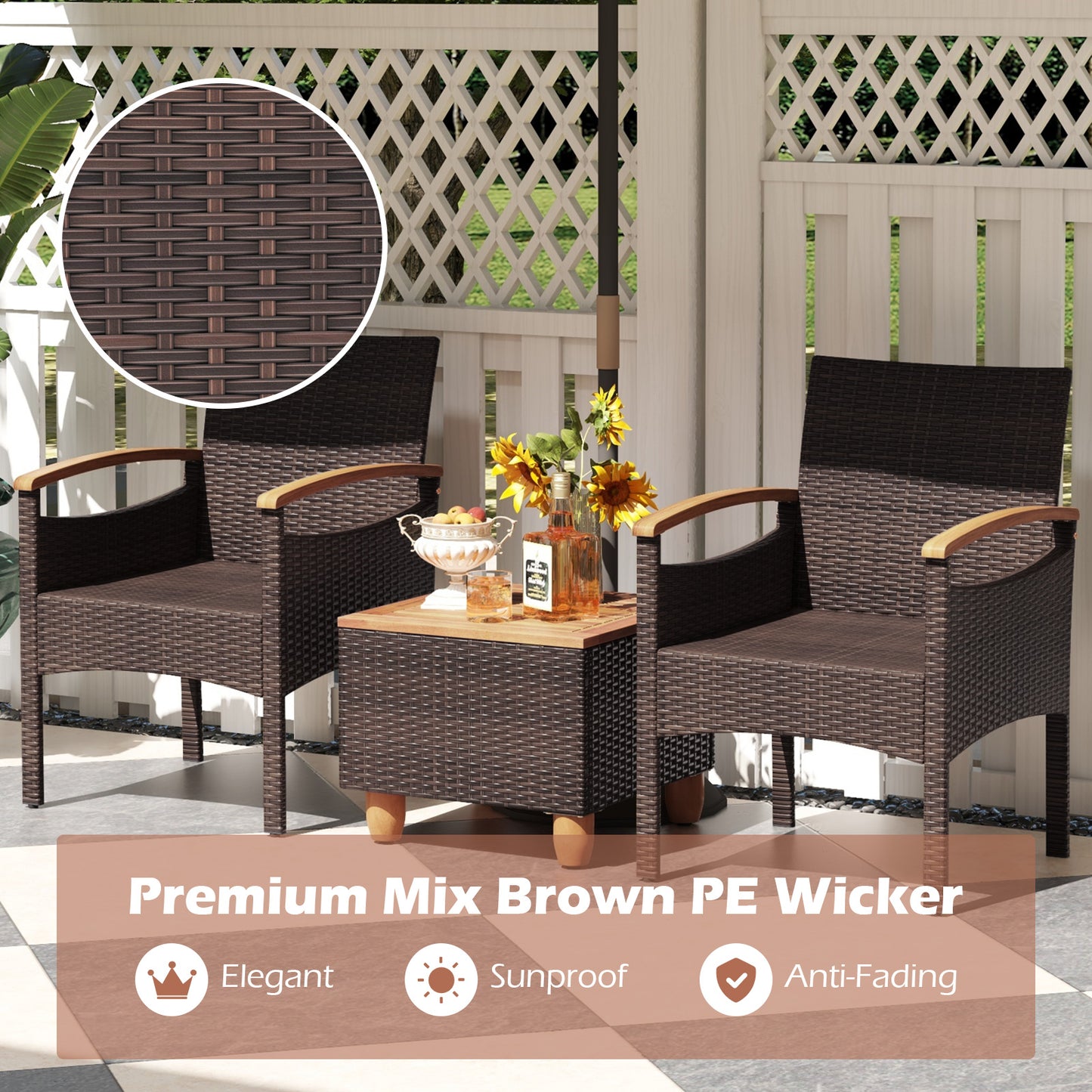 Patio Dining Chairs Set of 2/4 with Acacia Wood Armrest and Heavy Duty Metal Frame-2 Pieces Patio Dining Chairs at Gallery Canada