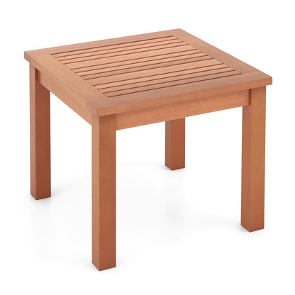 18 Inch Square End Outdoor Adirondack Side Table with Slatted Tabletop, Orange Patio Coffee Tables at Gallery Canada