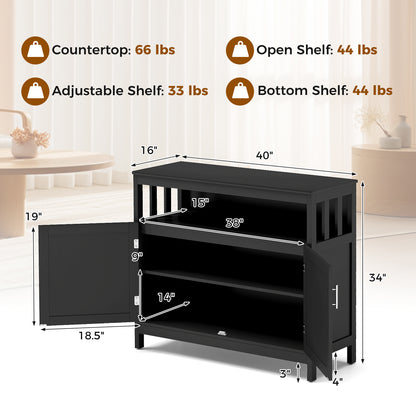 Kitchen Buffet Server Sideboard Storage Cabinet with 2 Doors and Shelf, Black Sideboards Cabinets & Buffets at Gallery Canada