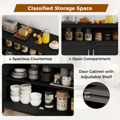 Kitchen Buffet Server Sideboard Storage Cabinet with 2 Doors and Shelf, Black Sideboards Cabinets & Buffets at Gallery Canada