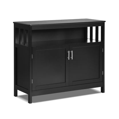 Kitchen Buffet Server Sideboard Storage Cabinet with 2 Doors and Shelf, Black Sideboards Cabinets & Buffets Black at Gallery Canada