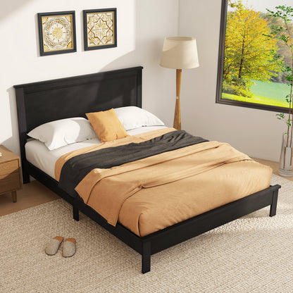 Queen Size Bed Frame, Platform Slat, High Headboard, Black Simple Bed Frame at Gallery Canada