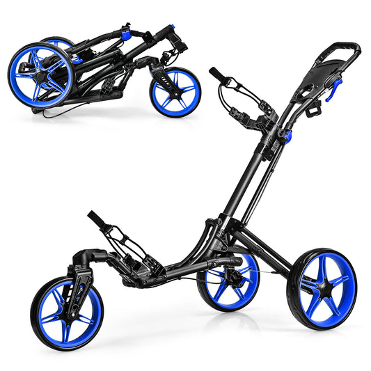 Folding Golf Push Cart, Adjustable Handle, Swivel Wheel, Blue Golf Blue at Gallery Canada