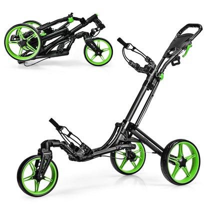 Folding Golf Push Cart, Adjustable Handle, Swivel Wheel, Green Golf Green at Gallery Canada