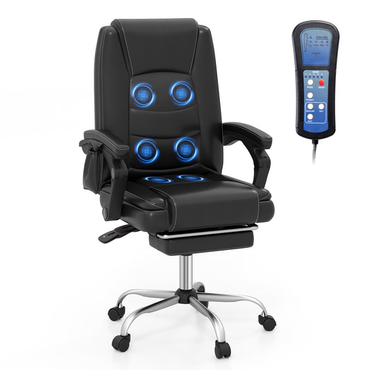 Adjustable Executive Massage Chair With Armrests, Footrest, Black Executive Chairs Black at Gallery Canada