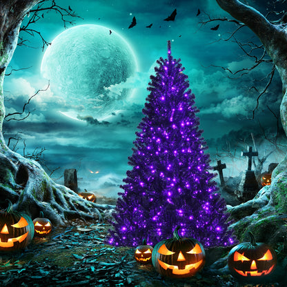 Black Artificial Christmas Halloween Tree with Purple LED Lights-6', Black Halloween at Gallery Canada
