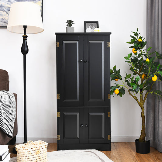Antique 2-Door Floor Storage Cabinet, Adjustable Shelves, Black Armoires & Wardrobes Black at Gallery Canada