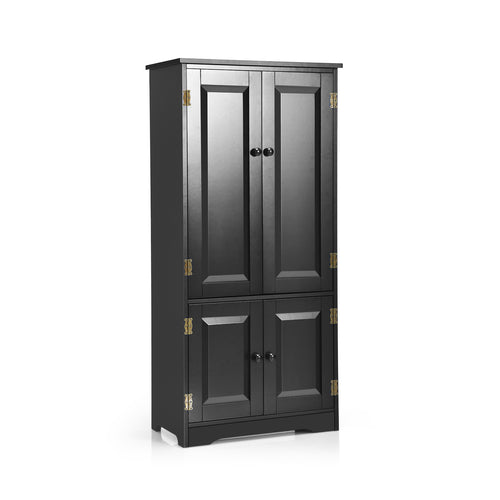 Antique 2-Door Floor Storage Cabinet, Adjustable Shelves, Black