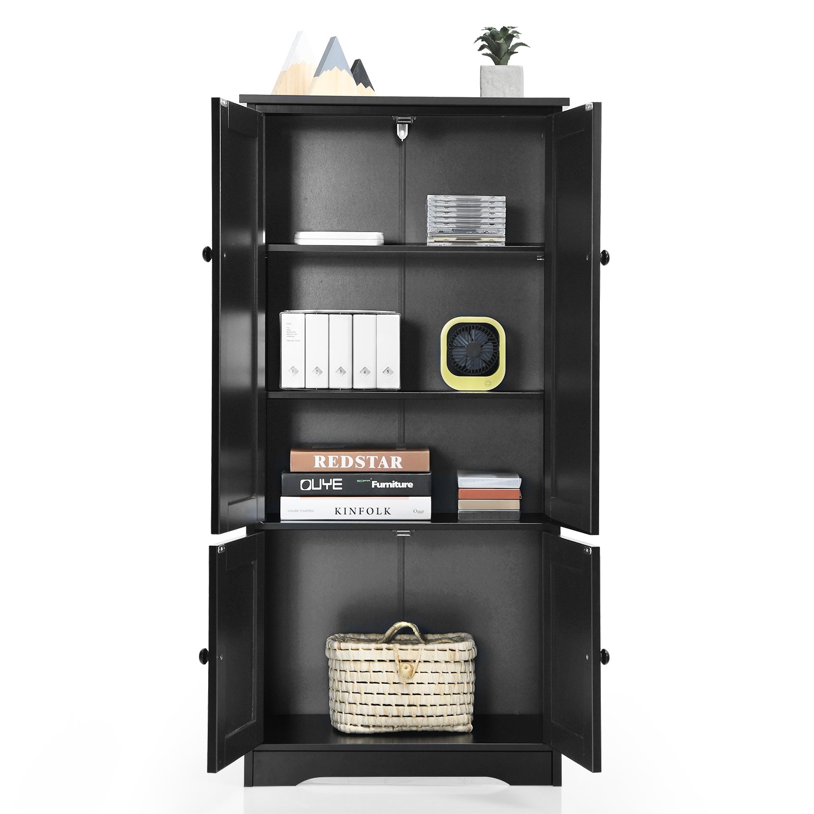 Antique 2-Door Floor Storage Cabinet, Adjustable Shelves, Black Armoires & Wardrobes at Gallery Canada