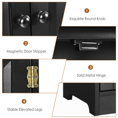 Antique 2-Door Floor Storage Cabinet, Adjustable Shelves, Black Armoires & Wardrobes at Gallery Canada