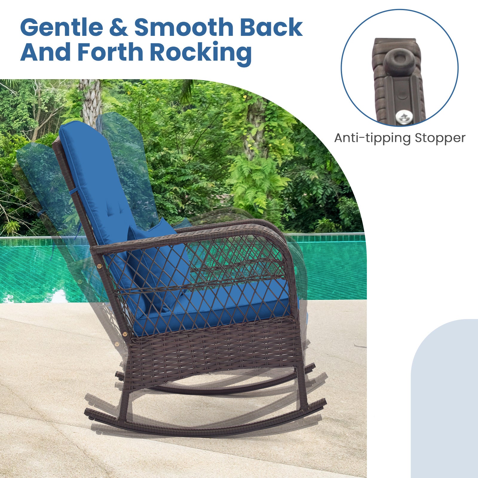 3-Piece Rocking Bistro Set With 2-Tier Coffee Table, Blue Patio Conversation Sets at Gallery Canada