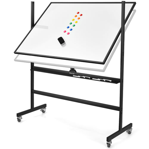 48 x 36 Inch Mobile Magnetic Double-Sided Whiteboard, Black & White
