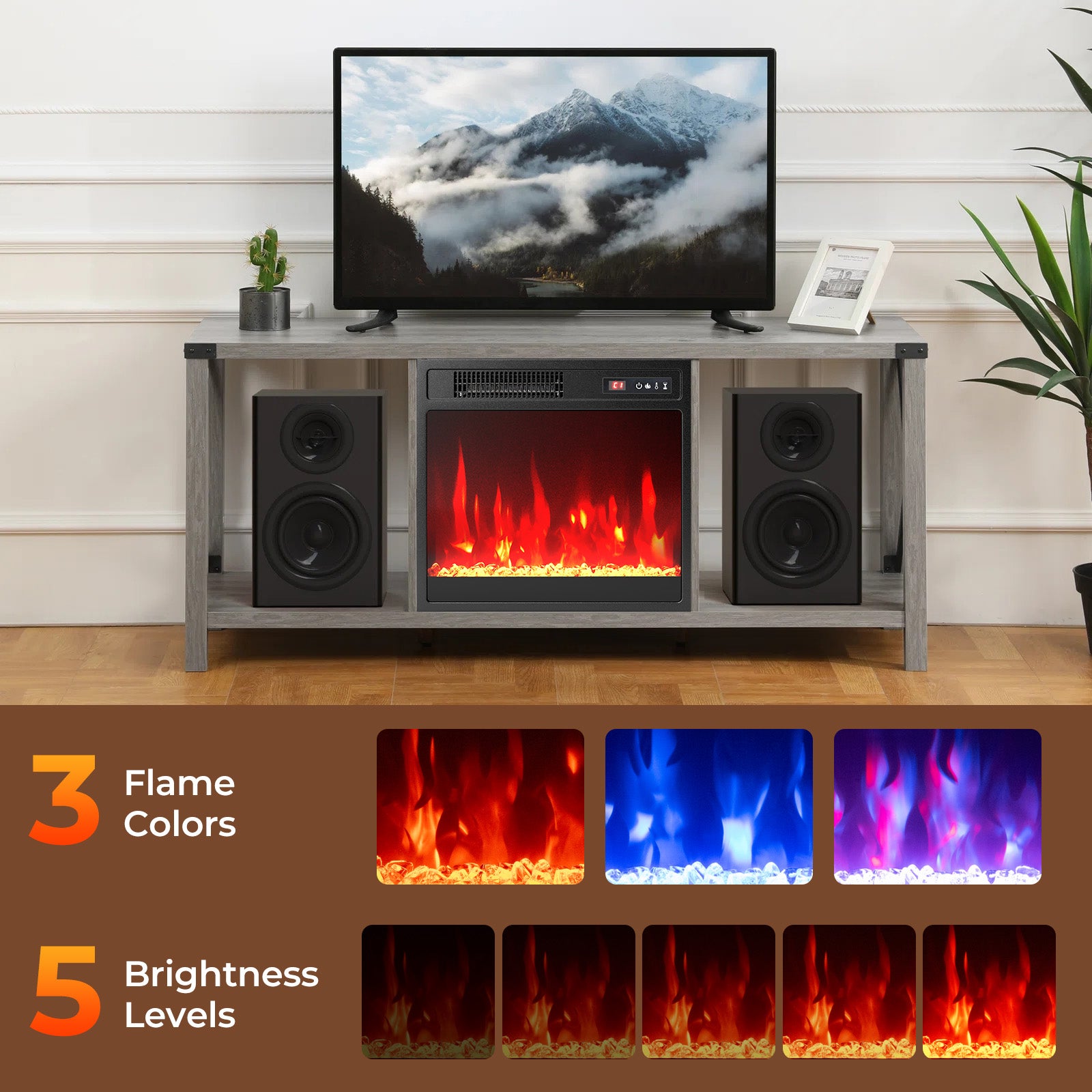 18 Inch Electric Fireplace Insert Fireplace Heater with Overheat Protection, Black Fireplaces at Gallery Canada