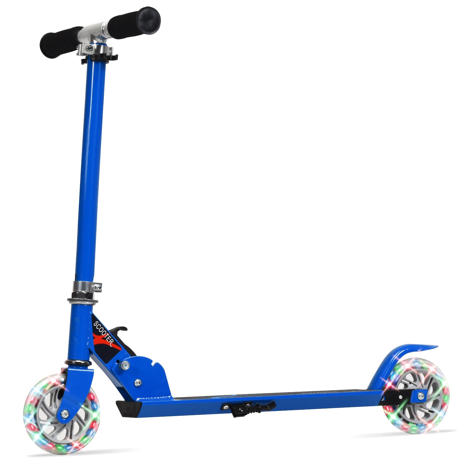 Folding Aluminum Kids Kick Scooter with LED Lights, Blue Scooters at Gallery Canada