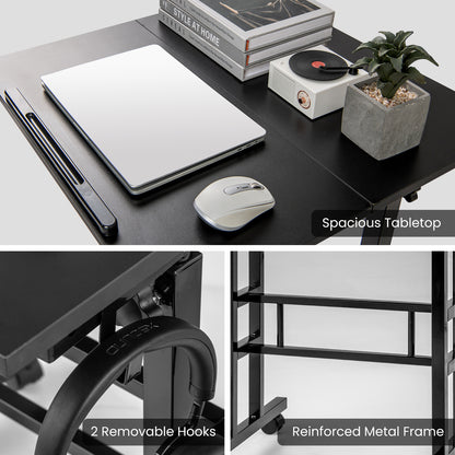 Height Adjustable Mobile Standing Desk, Rolling Wheels, Black Laptop Tables & Printer Stands at Gallery Canada
