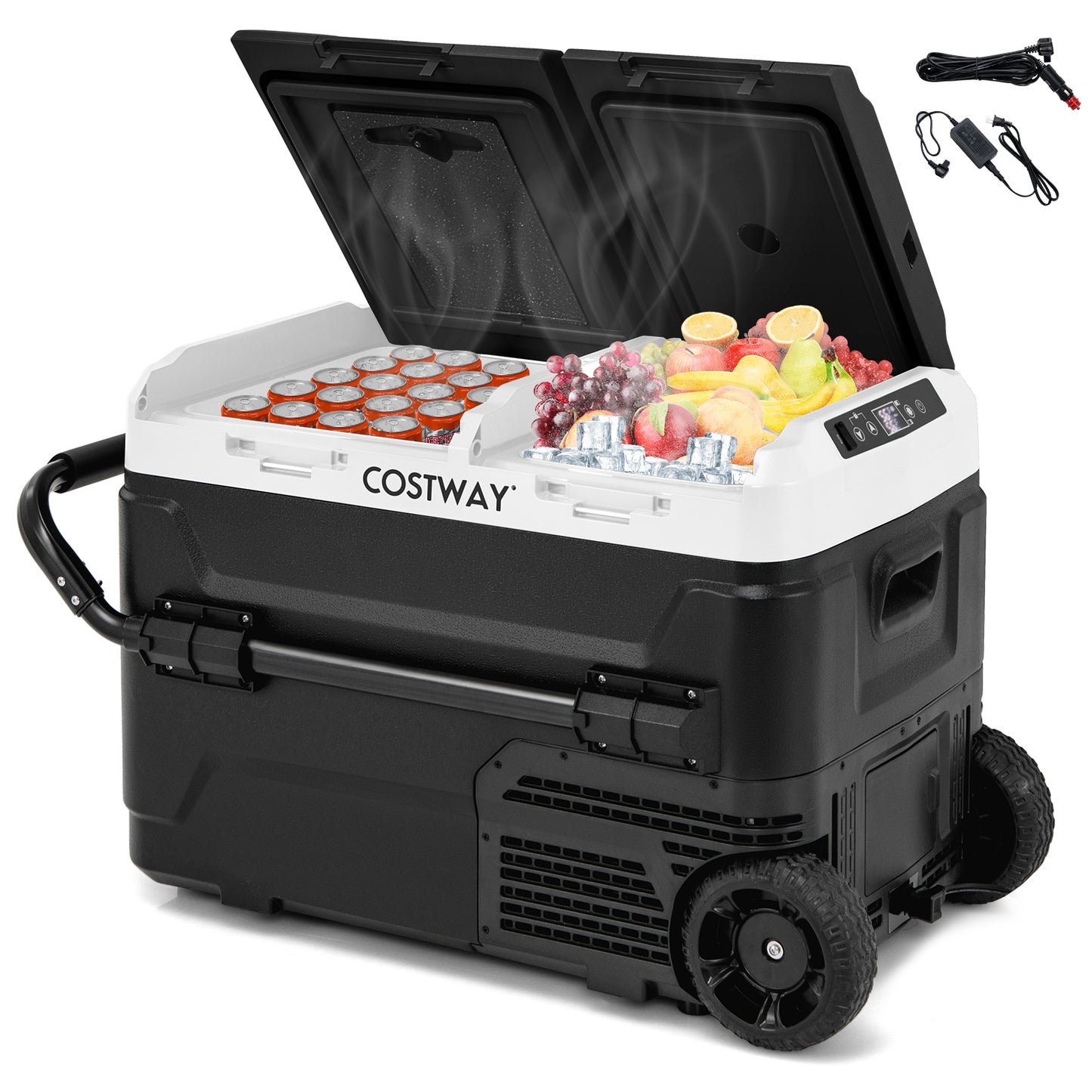 Dual Zone 12V 42QT Car Refrigerator, Black