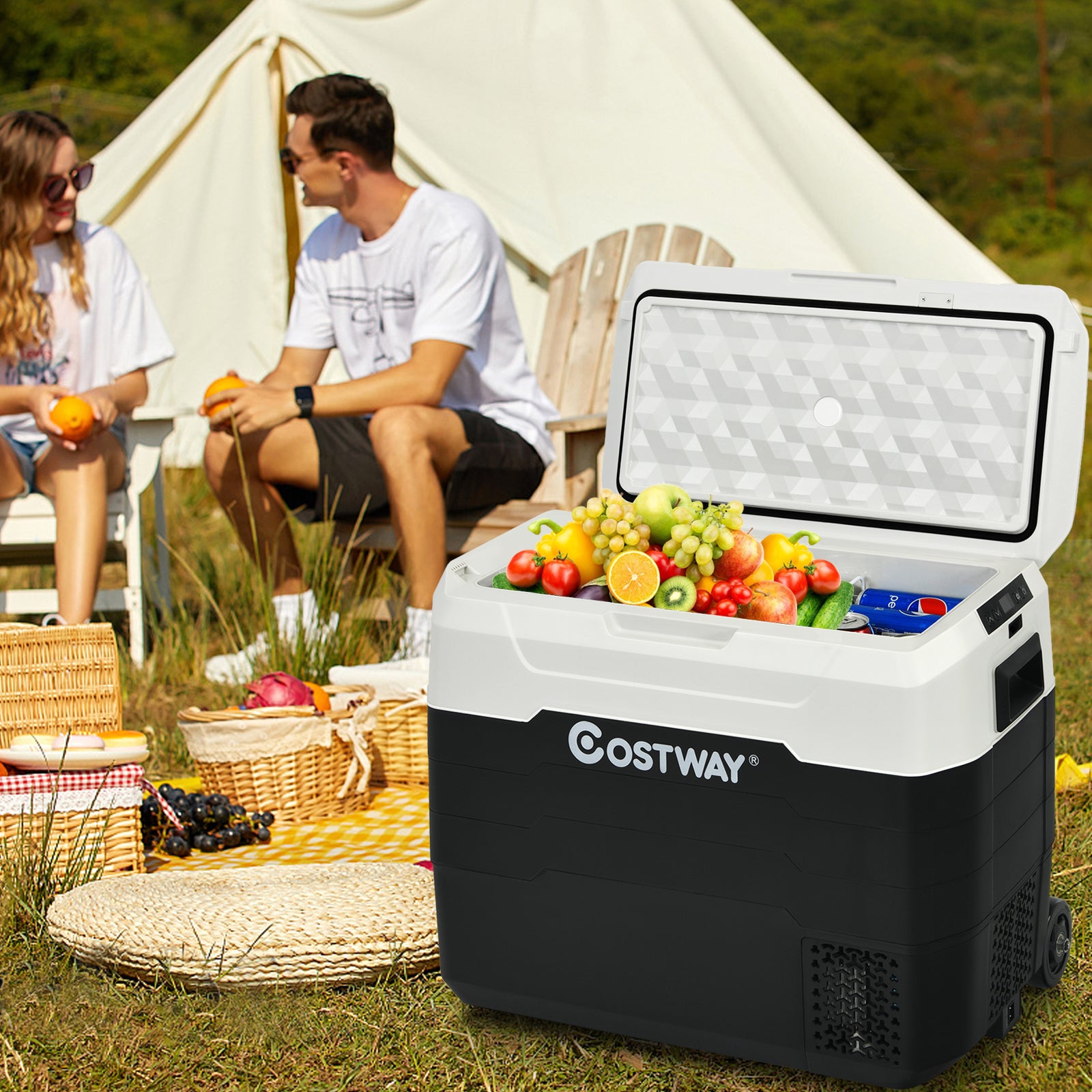 42 QT Portable Dual-Zone Car Refrigerator, White Coolers at Gallery Canada