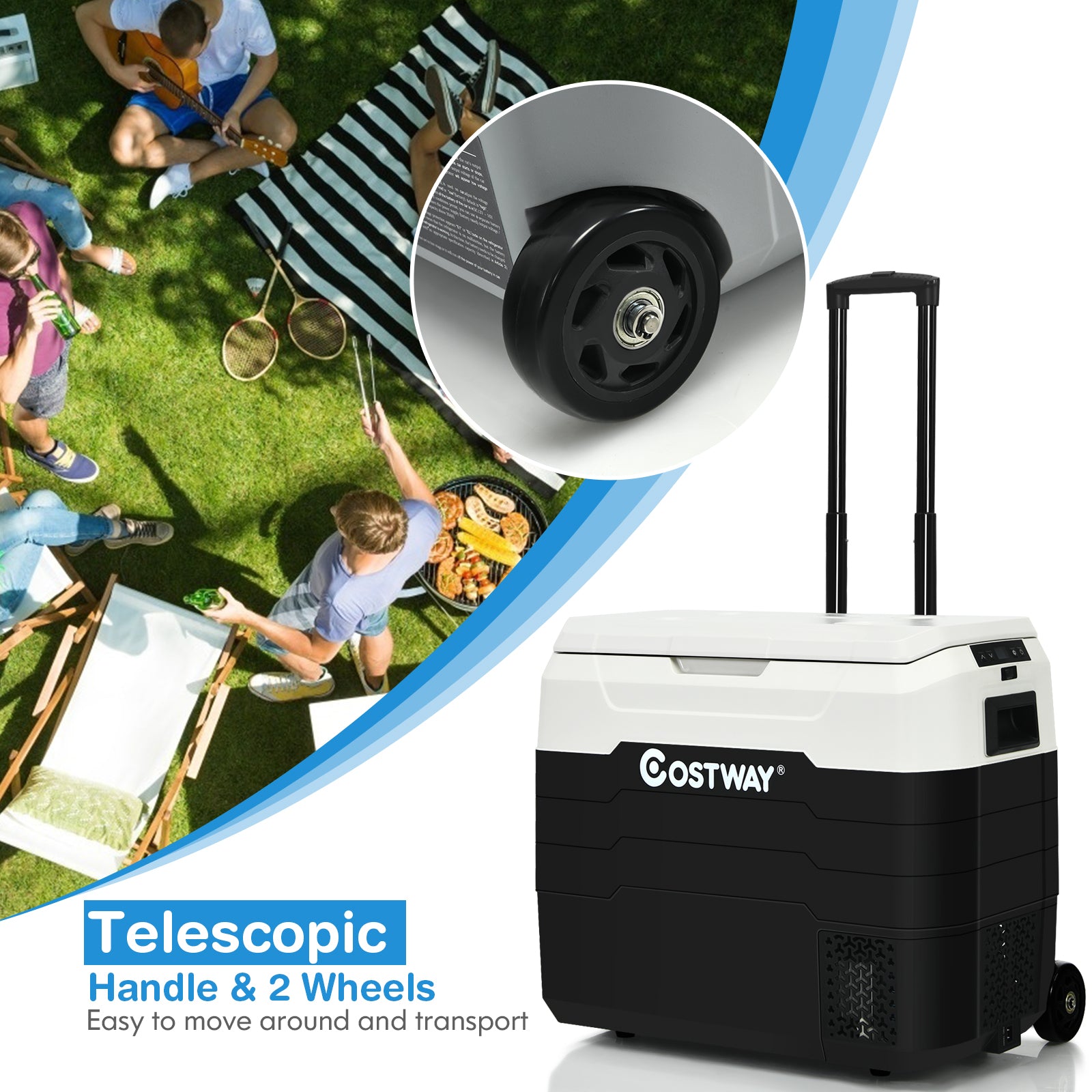 42 QT Portable Dual-Zone Car Refrigerator, White Coolers at Gallery Canada