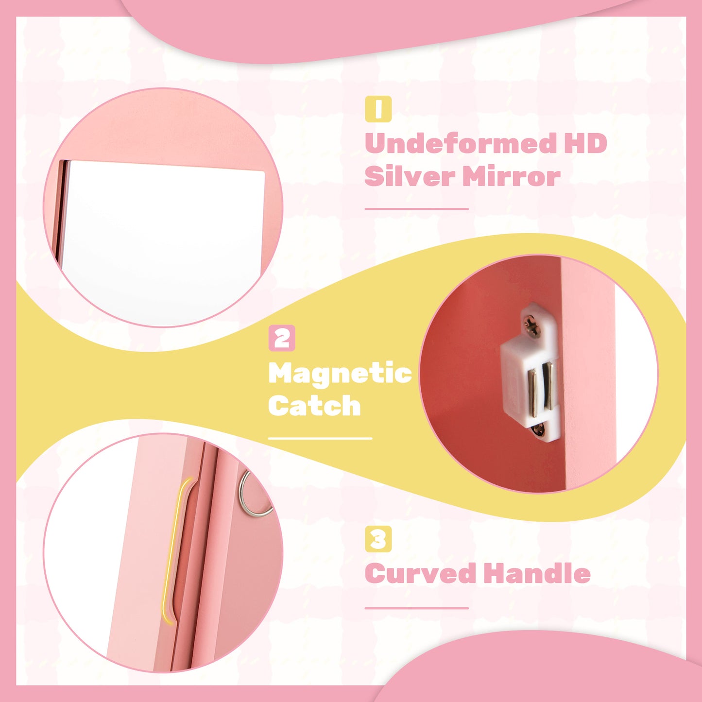 Free-Standing Full Length Kids Jewelry Armoire Cabinet with Storage Capacity, Pink Kids Vanities at Gallery Canada