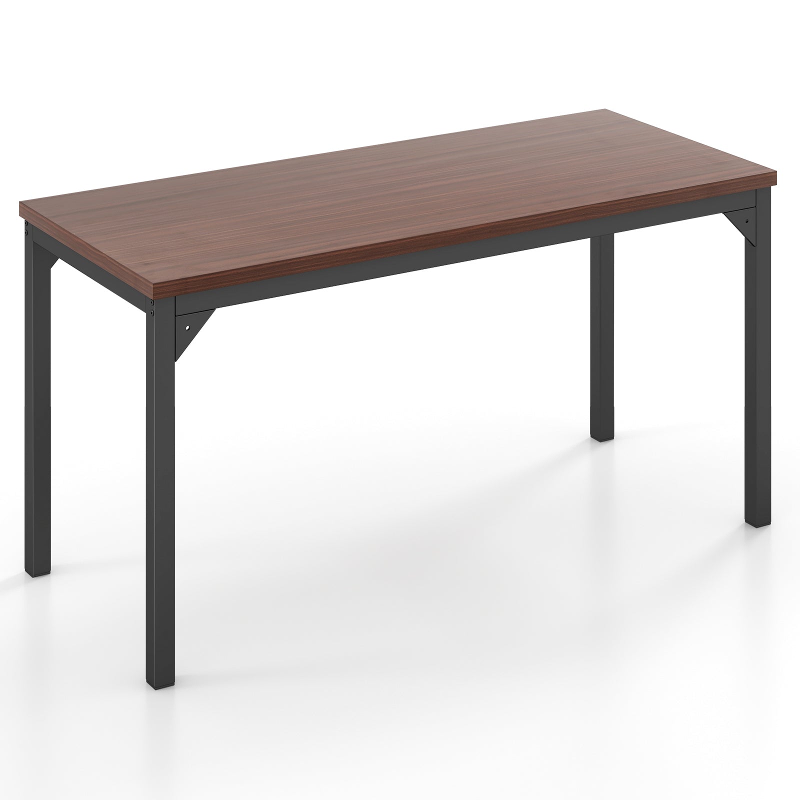 55 Inch Conference Table with Heavy-duty Metal Frame, Brown Writing Desks Brown at Gallery Canada