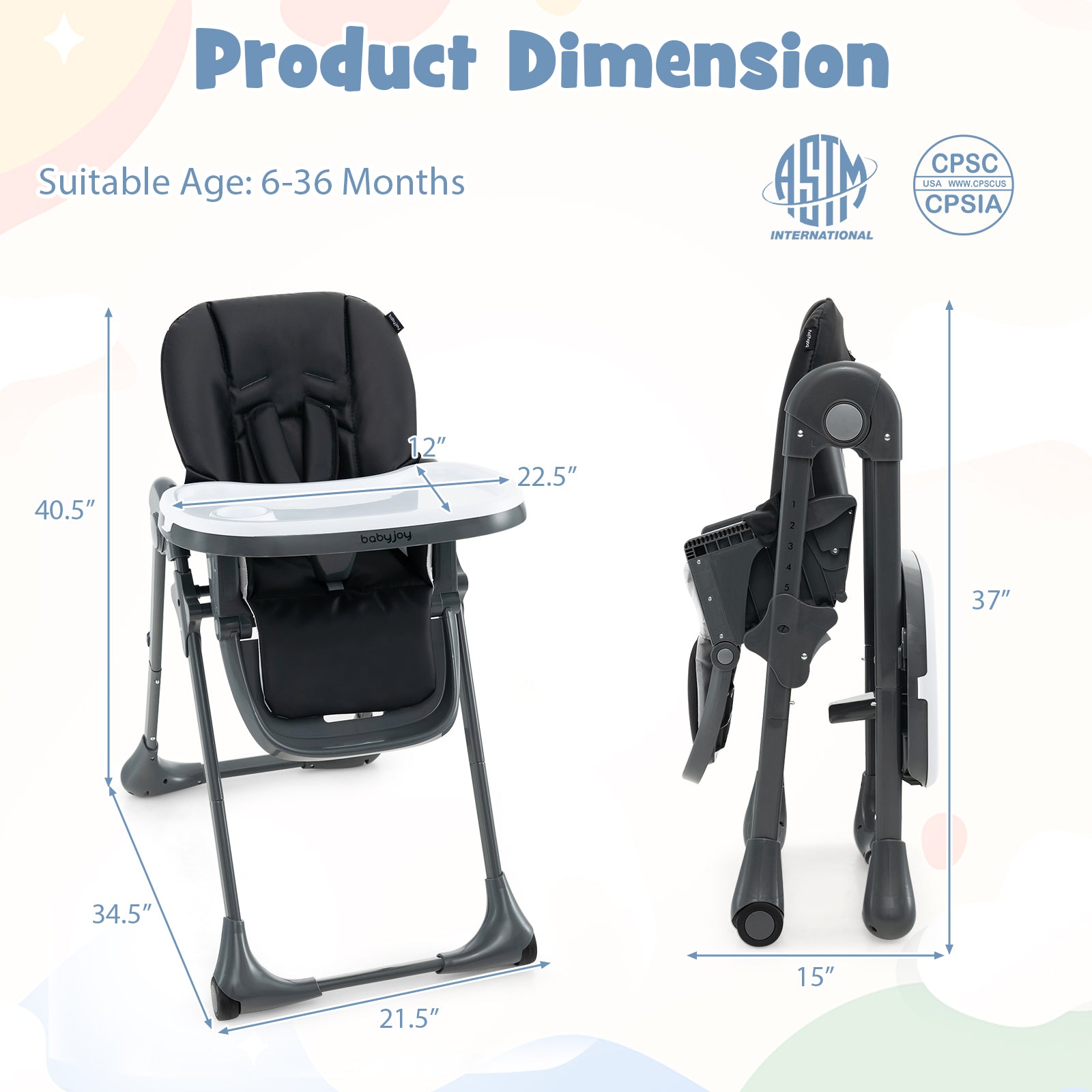 3-In-1 Convertible Baby High Chair for Toddlers, Black High Chairs at Gallery Canada