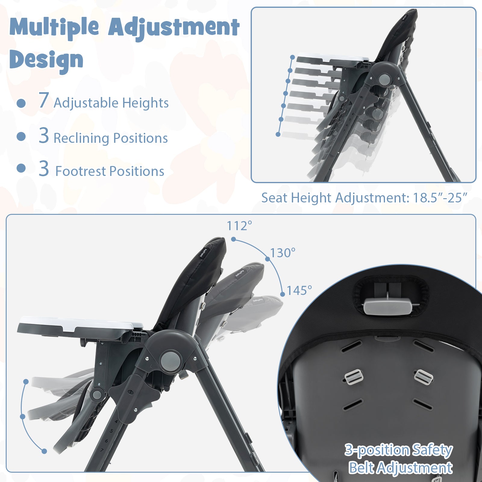 3-In-1 Convertible Baby High Chair for Toddlers, Black High Chairs at Gallery Canada
