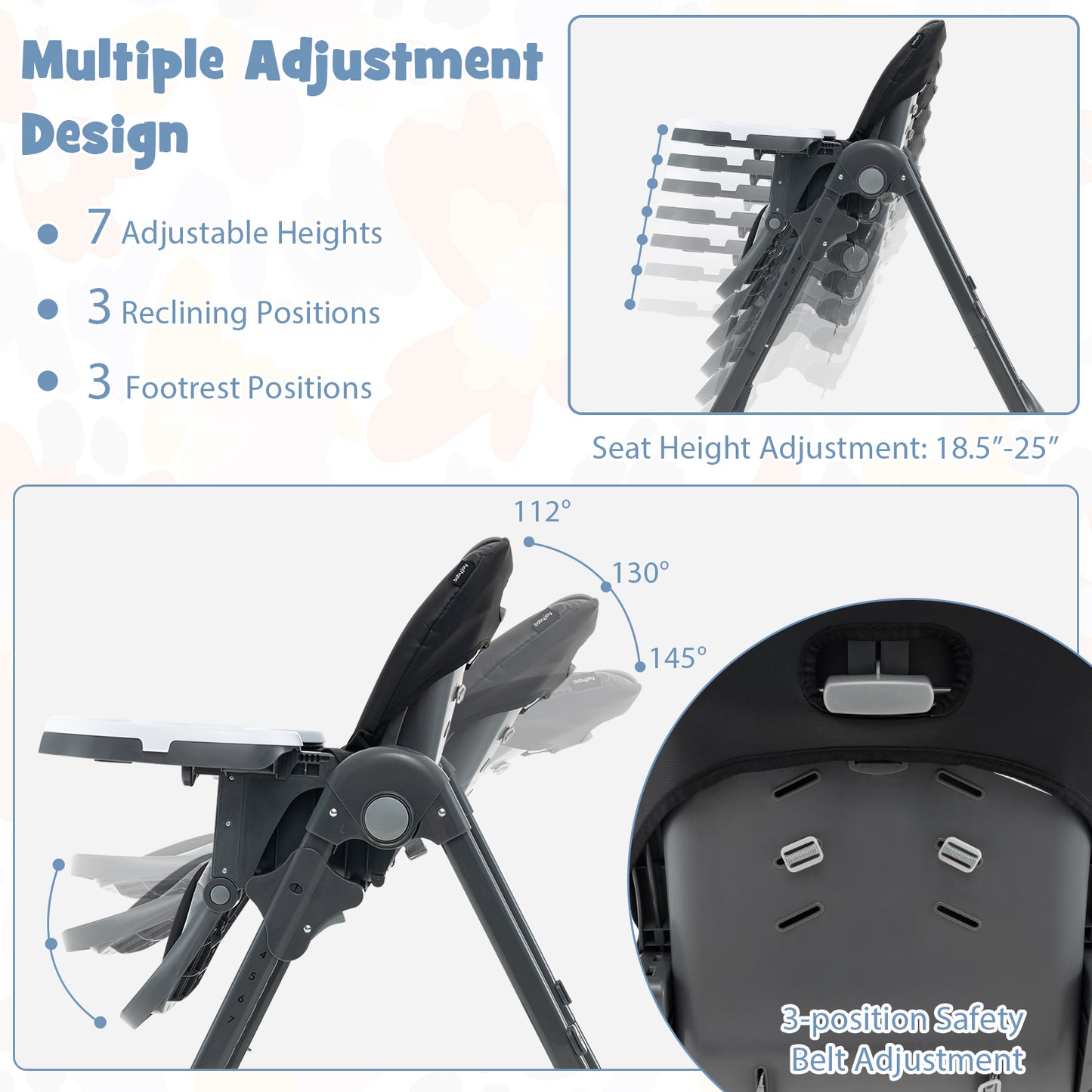 3-In-1 Convertible Baby High Chair for Toddlers, Black High Chairs at Gallery Canada