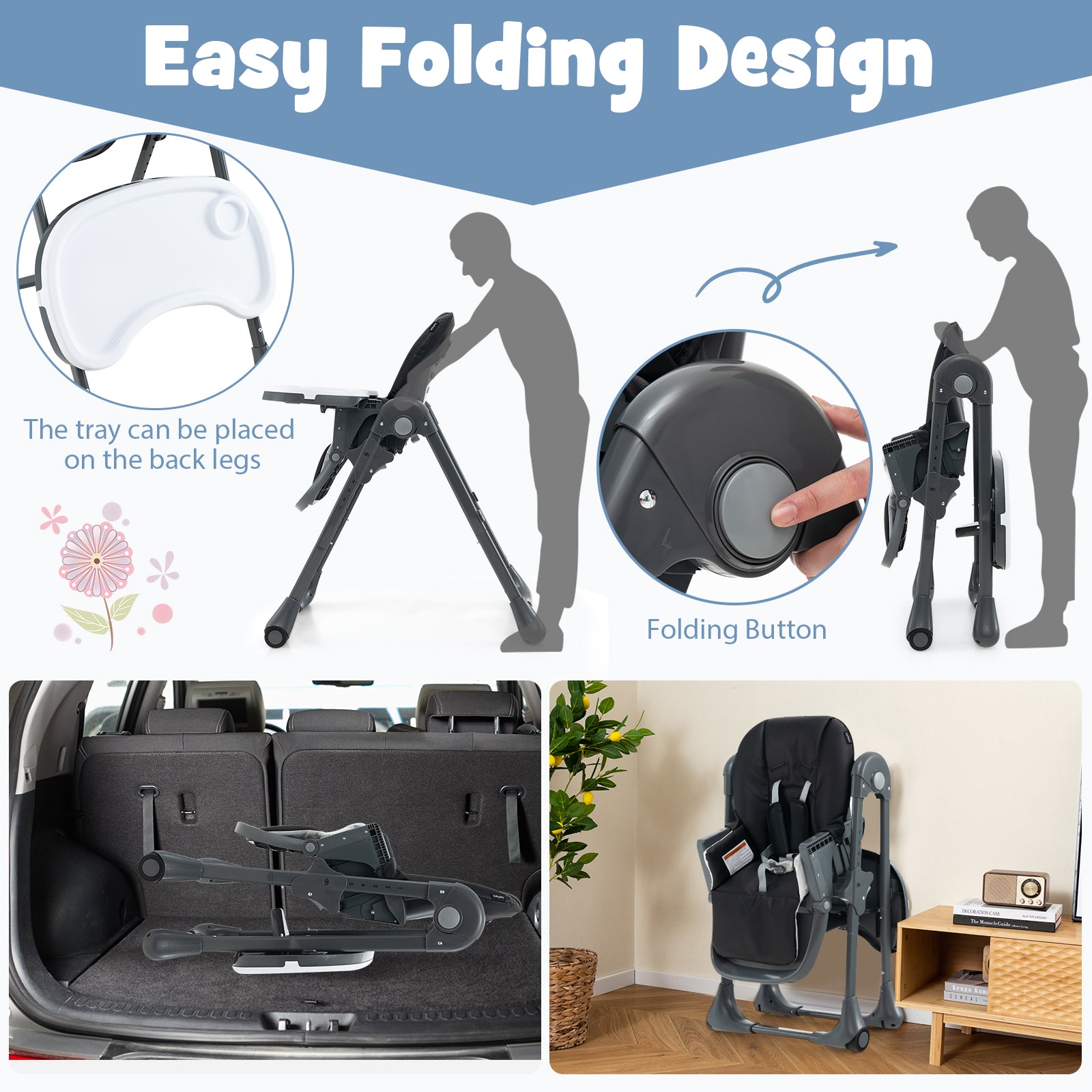 3-In-1 Convertible Baby High Chair for Toddlers, Black High Chairs at Gallery Canada