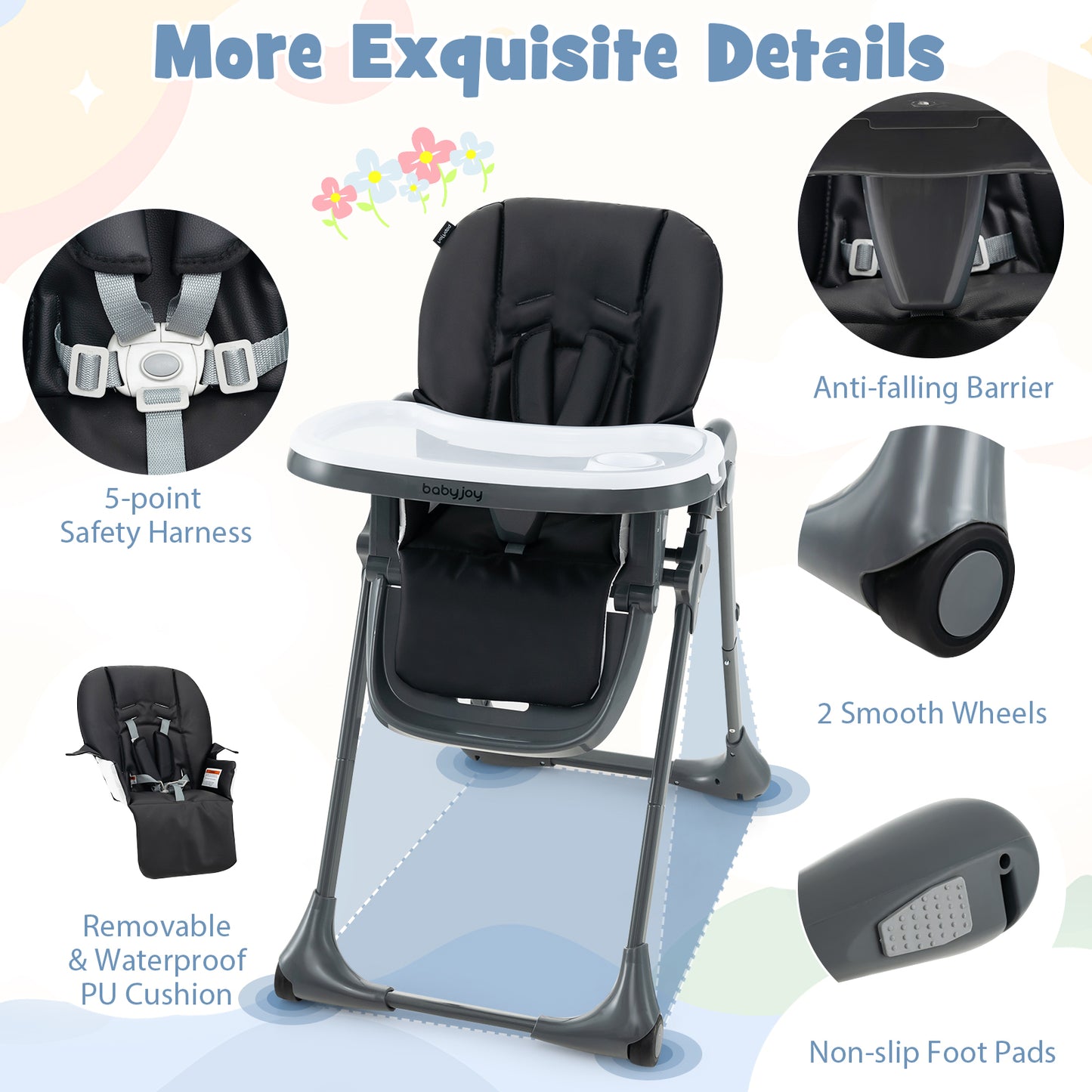 3-In-1 Convertible Baby High Chair for Toddlers, Black High Chairs at Gallery Canada