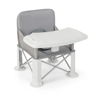 Portable Baby Booster Seat with Straps and Double Tray, Gray High Chairs at Gallery Canada