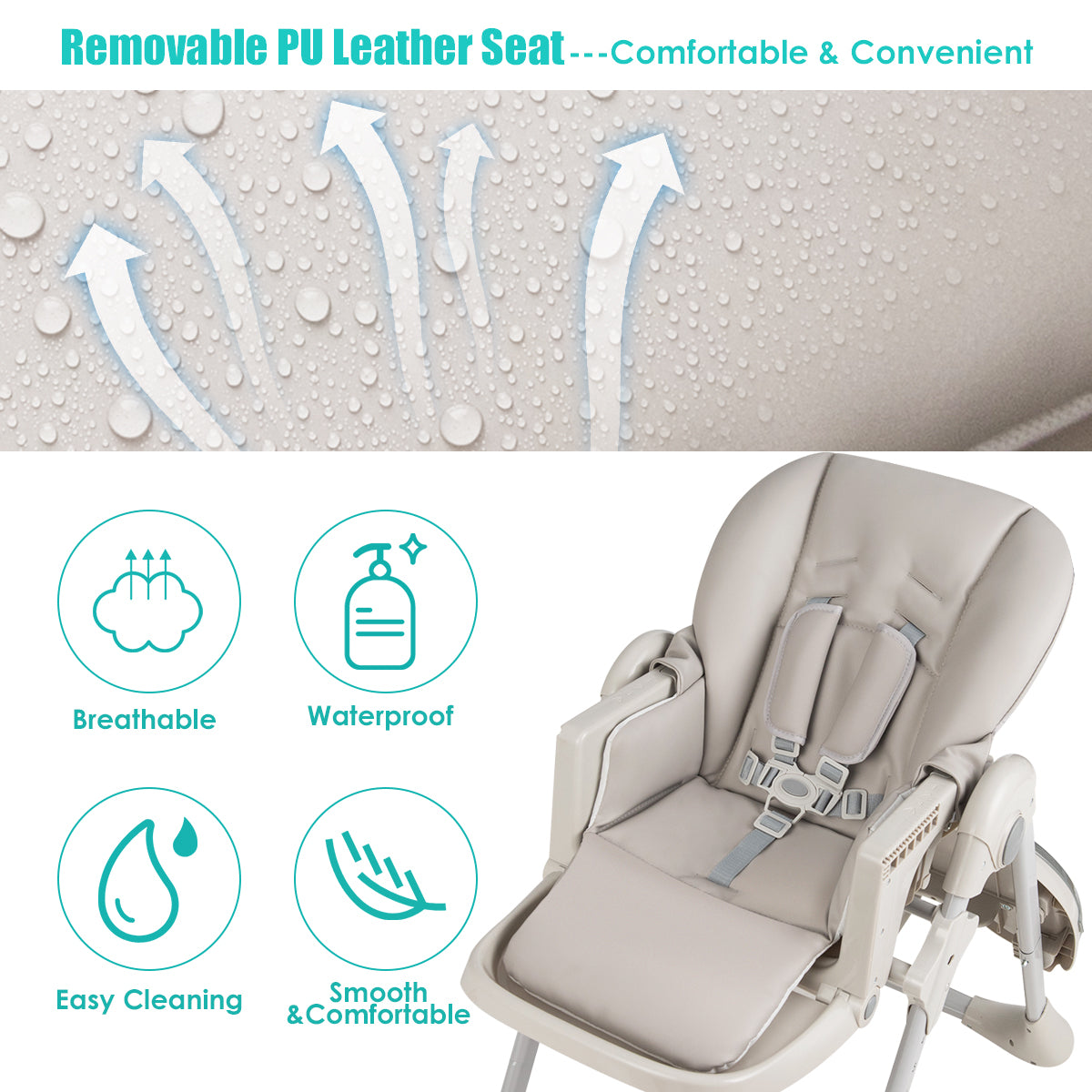 Baby Convertible High Chair with Wheels, Gray High Chairs at Gallery Canada