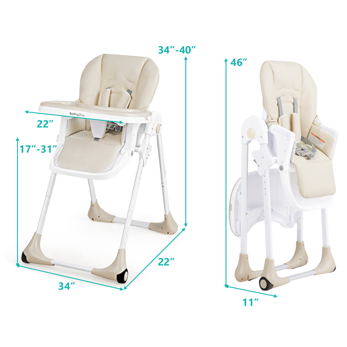 3-In-1 Convertible Baby High Chair for Toddlers, Beige High Chairs at Gallery Canada
