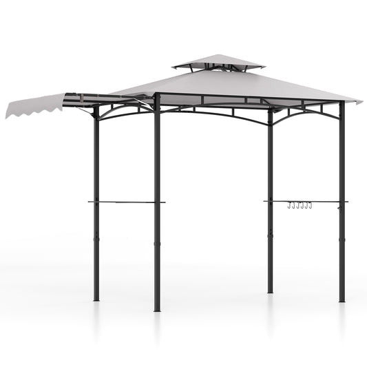 11 x 5 FT Grill Gazebo, With Side Awning And Double-Tiered Top, Gray Gazebos Gray at Gallery Canada