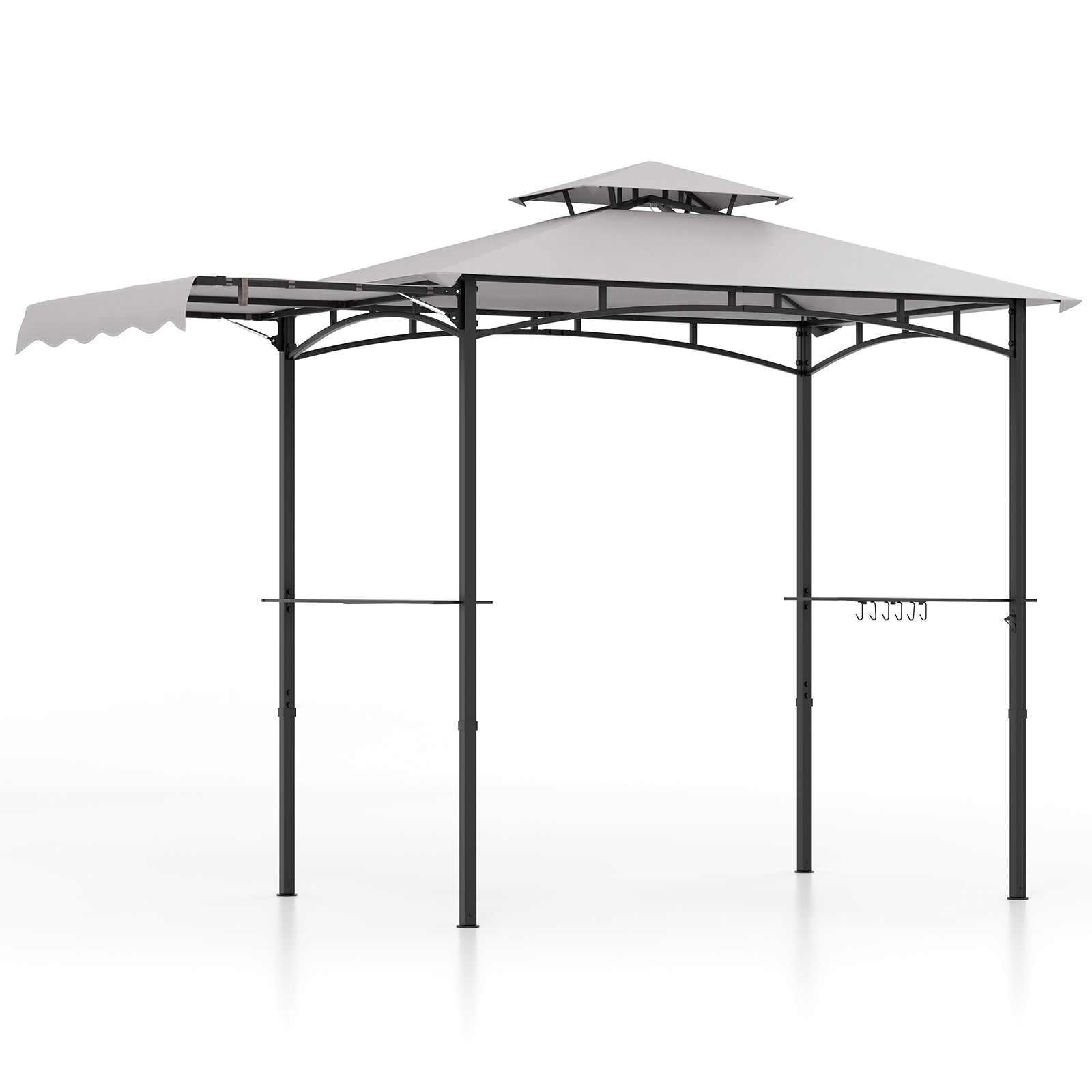 11 x 5 FT Grill Gazebo, With Side Awning And Double-Tiered Top, Gray Gazebos at Gallery Canada
