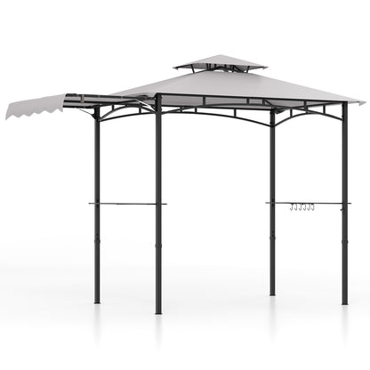 11 x 5 FT Grill Gazebo, With Side Awning And Double-Tiered Top, Gray Gazebos at Gallery Canada