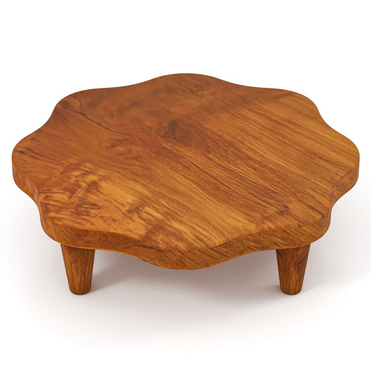 16" Teak Wood Pedestal Stand for Aroma and Snacks Coffee Tables Natural at Gallery Canada