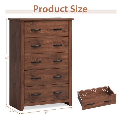 Tall Storage Dresser with 5 Pull-out Drawers for Bedroom Living Room, Walnut Dressers & Chests at Gallery Canada